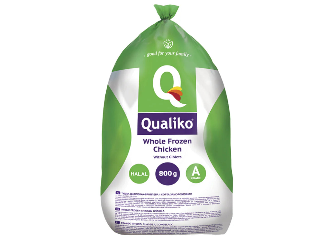 Qualiko whole frozen chicken 800g